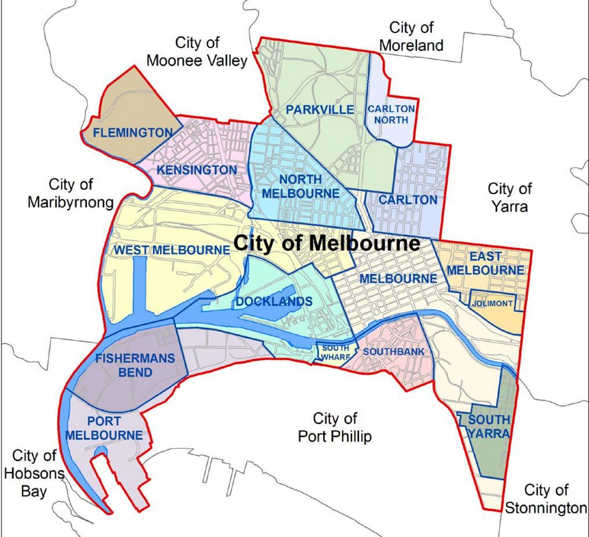 քարտեզ քաղաքի Melbourne