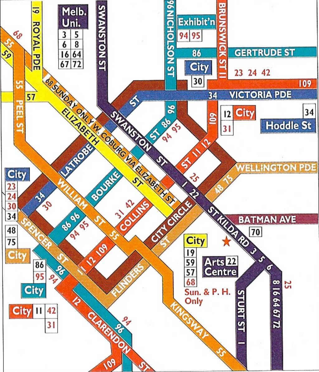 Melbourne տրամվայ CBD քարտեզի վրա