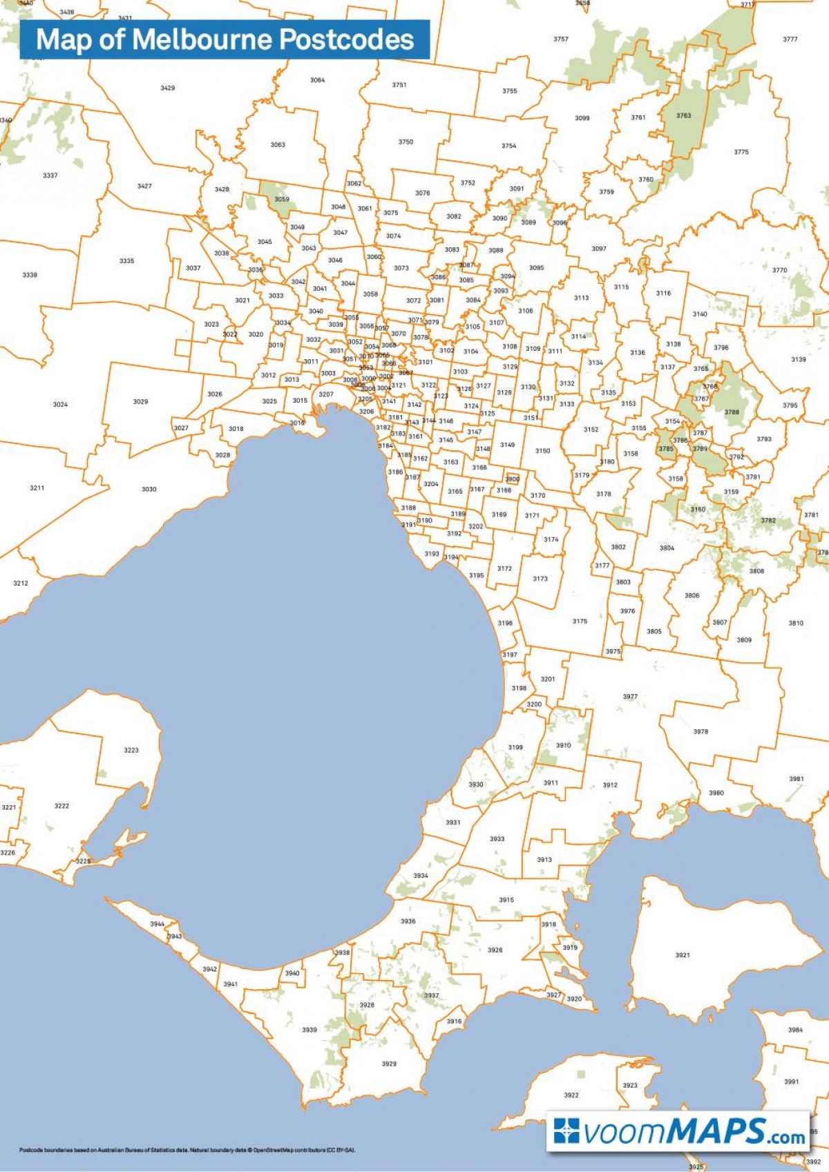 քարտեզ փոստային ինդեքսների Melbourne