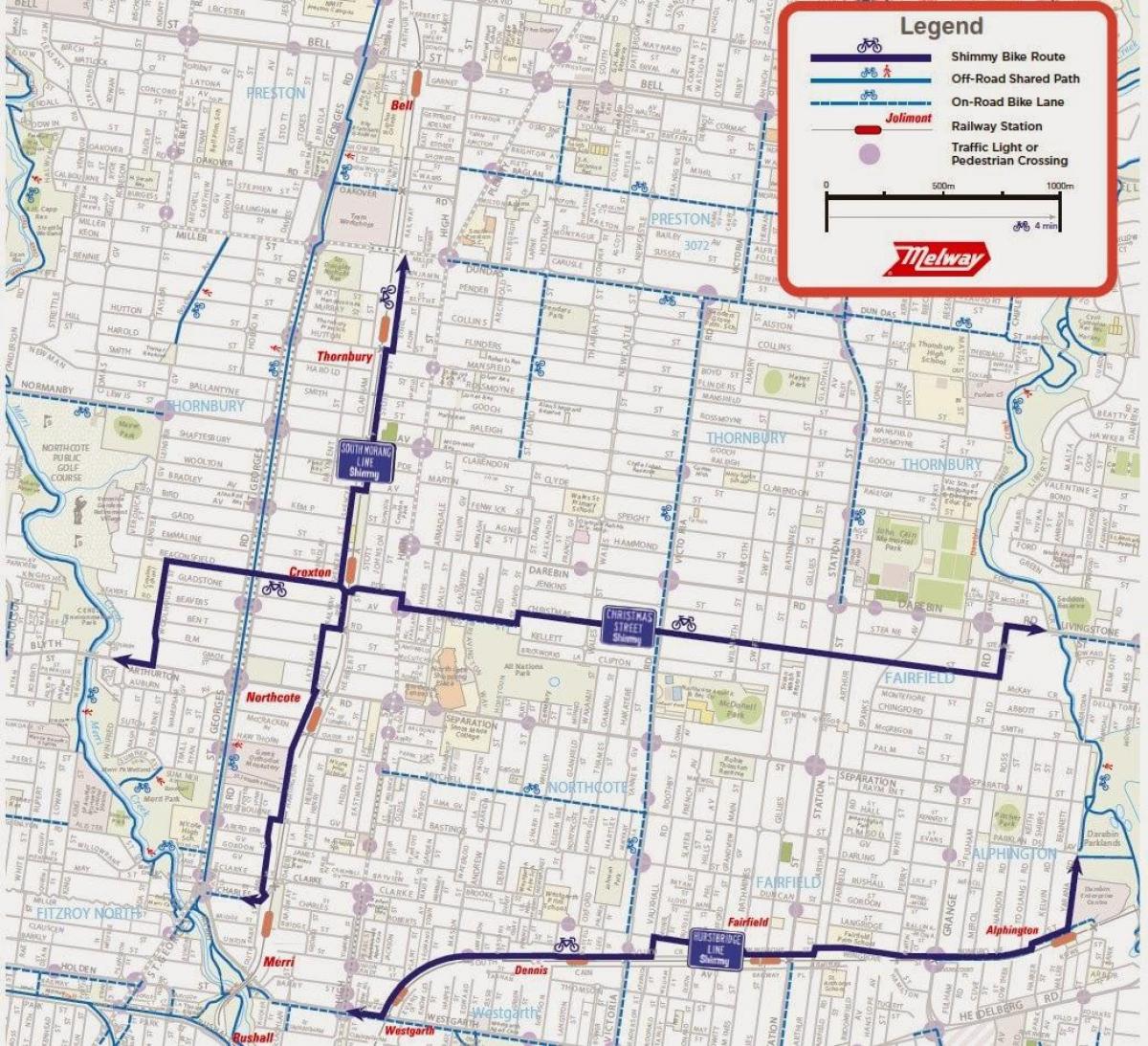 քարտեզ հեծանիվների վարձույթի Melbourne