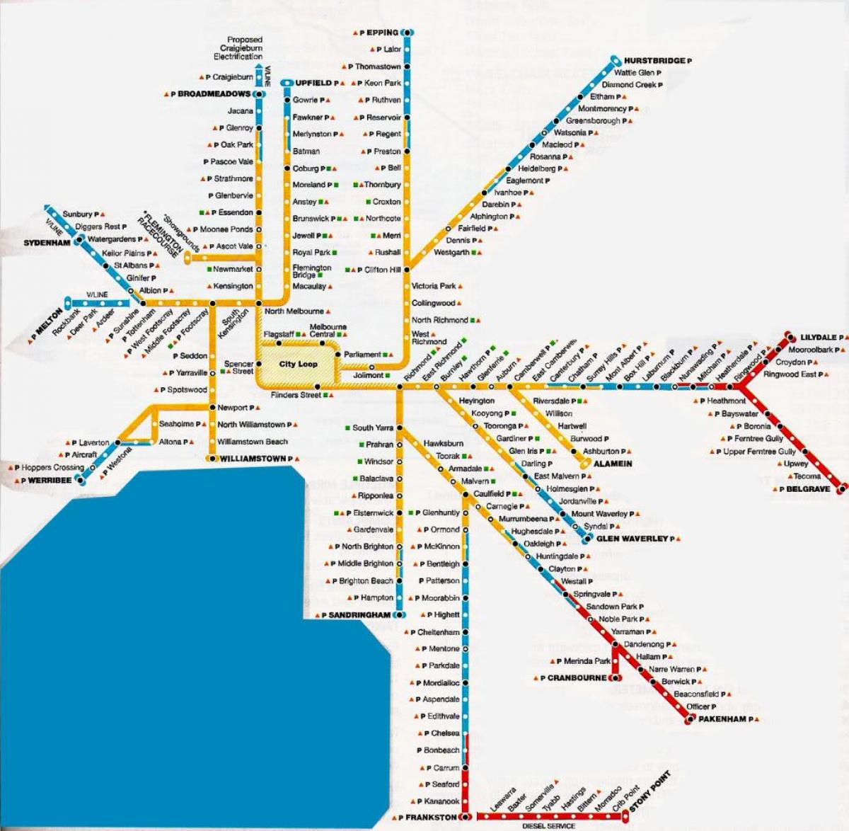 Melbourne մետրոպոլիայի տարածքում քարտեզ