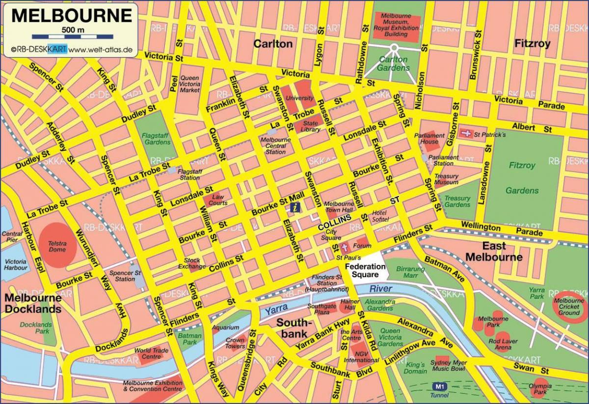 քաղաք Melbourne քարտեզի վրա