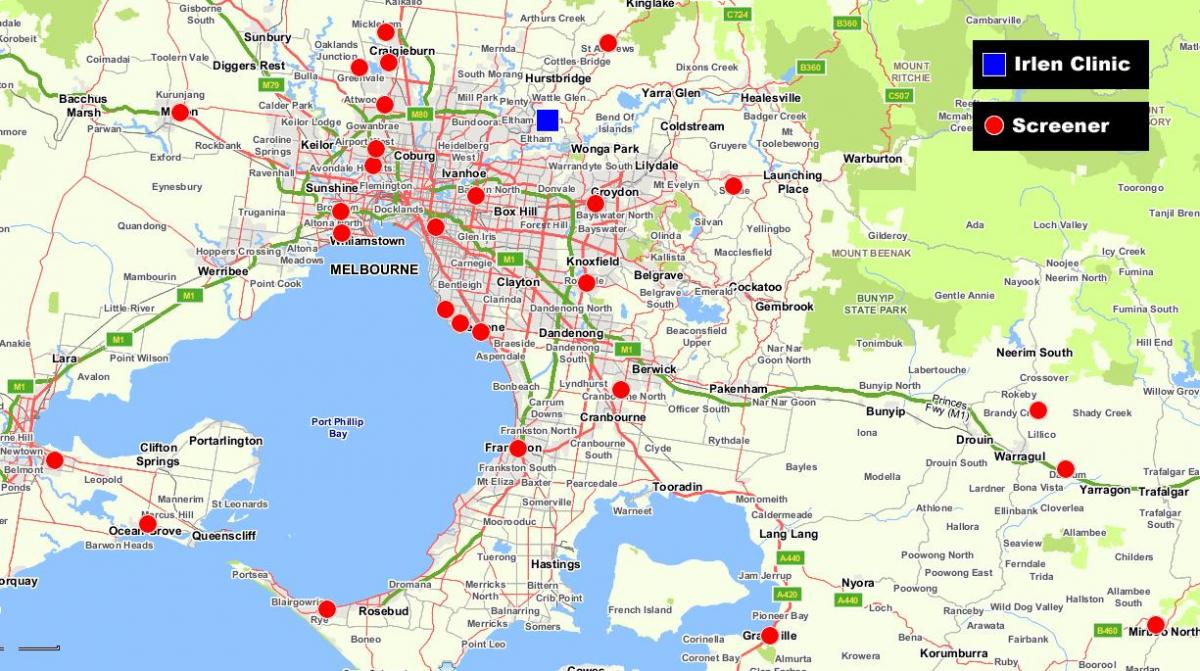 քարտեզը մեծ Melbourne