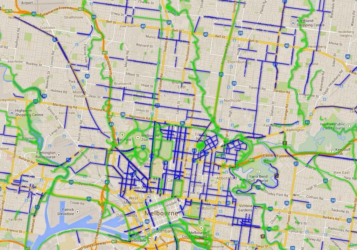Melbourne հեծանիվ քարտեզի վրա