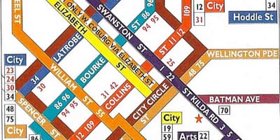 Melbourne տրամվայ CBD քարտեզի վրա