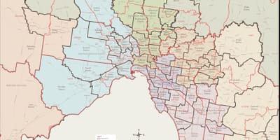 Քարտեզ Melbourne Արևելյան շրջանը