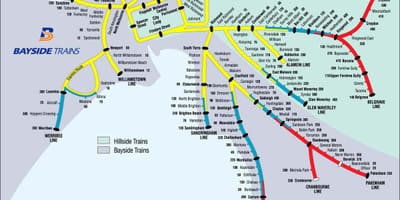 Երկաթուղային քարտեզի Մելբուռնի